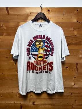 Vintage 1995 Houston Rockets World Champions Back to Back T-Shirt Size Large